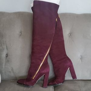 Donna Karan Ariela burgundy suede boot